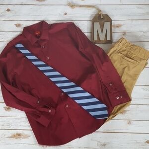 Alfani Slim Fit maroon long sleeve dress shirt